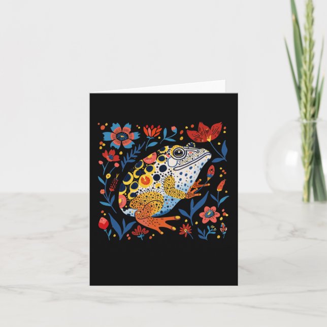 Carte Grenouille Illustrée Whimsical Avec Bac Floral Vib (Devant)