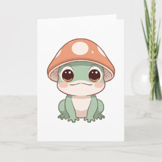 Carte Grenouille Kawaii - Cute Casquette de Champignons