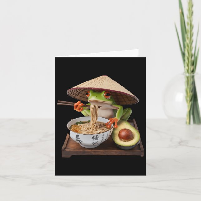 Carte Grenouille Kawaii Manger Ramen nouilles japonaises (Devant)