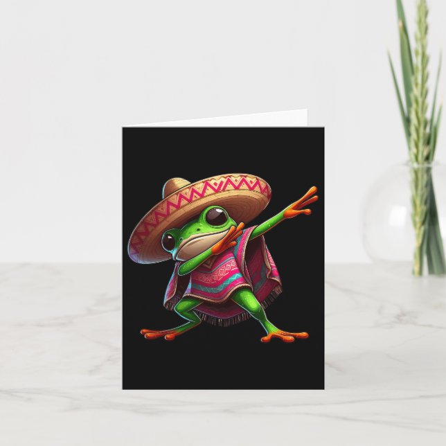 Carte Grenouille qui fait dab en sombrero poncho Cinco D (Devant)