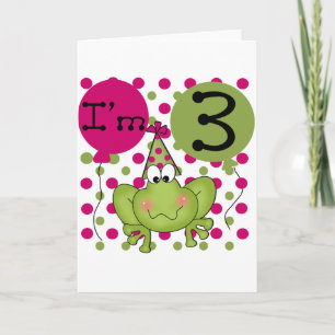 Carte Grenouille rose 3ème anniversaire Tshirts et cadea