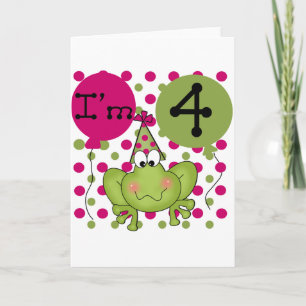 Carte Grenouille rose 4e anniversaire Tshirts et cadeaux