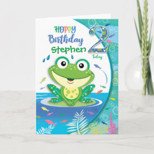 Carte Grenouille verte de l'anniversaire Hoppy, Garçon 2