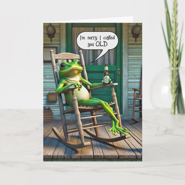 Carte Grenouille verte Obtenir un vieil Humour d'anniver (Devant)