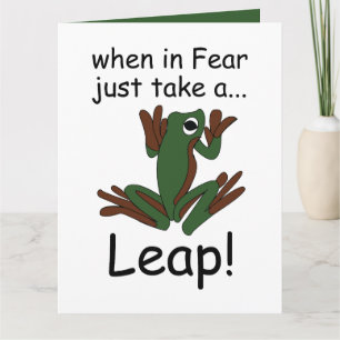 Carte Grenouille volante faisant un saut quand elle a pe
