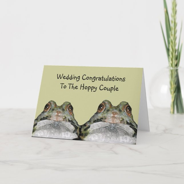 Carte Grenouilles, couple Hoppy : Mariage : Art (Devant)