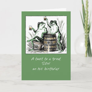 Carte Grenouilles d'anniversaire du Fils Toasting avec l