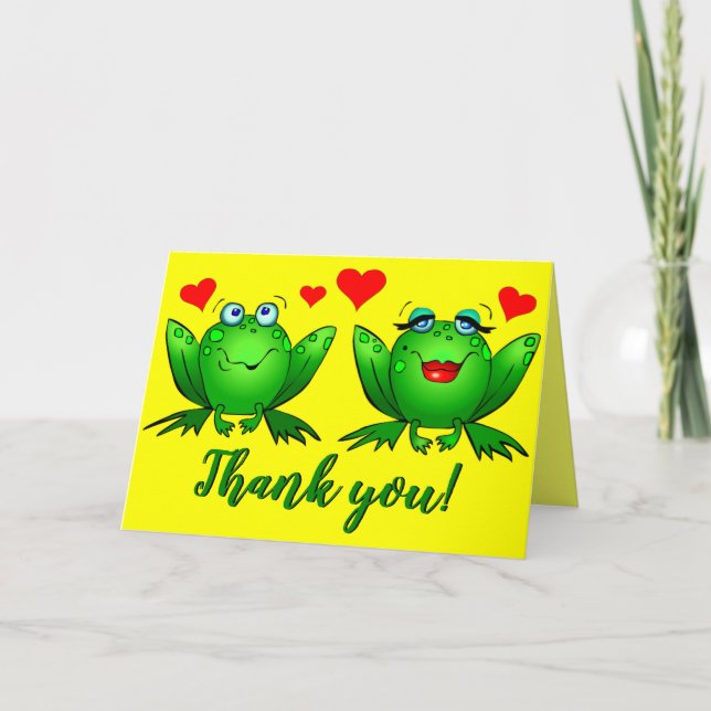 Carte Grenouilles de dessin animé mignonnes Cœurs Joyeux (Devant)