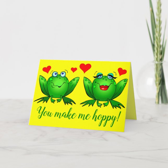 Carte Grenouilles de dessin animé mignonnes Cœurs Joyeux (Devant)