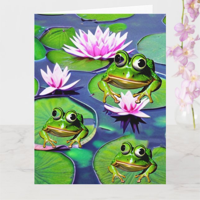Carte Grenouilles de Lotus et de Nénuphar (Orchidée)