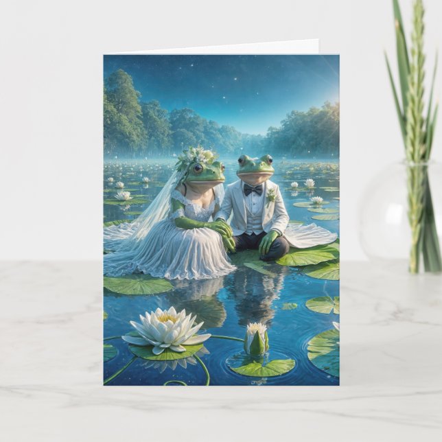 Carte Grenouilles de mariée et de chambre sur Lily Pad (Devant)
