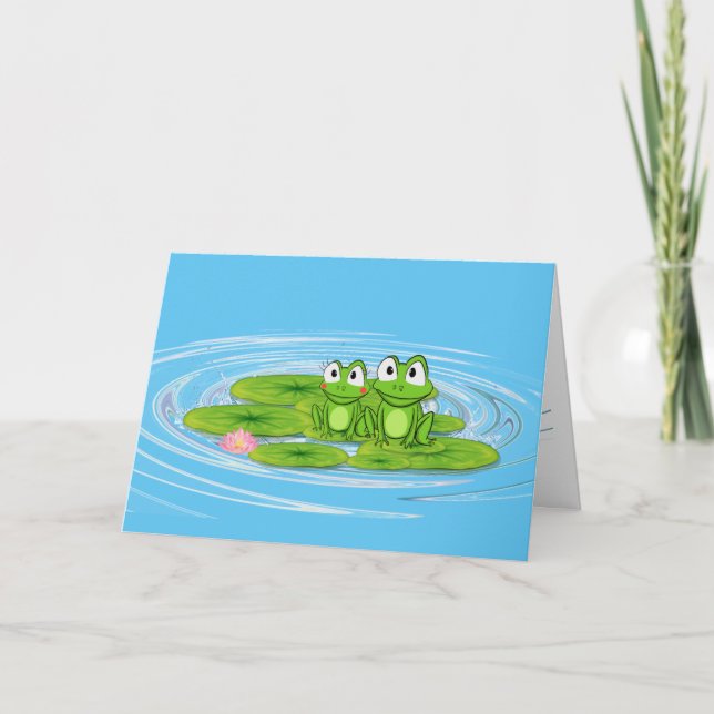 Carte grenouilles vertes à l'anniversaire du pavé (Devant)