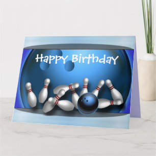 Carte Grève de boule de bowling de joyeux anniversaire