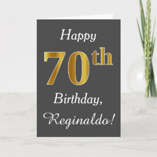 Carte Grey, Faux Gold 70e anniversaire + Nom personnalis