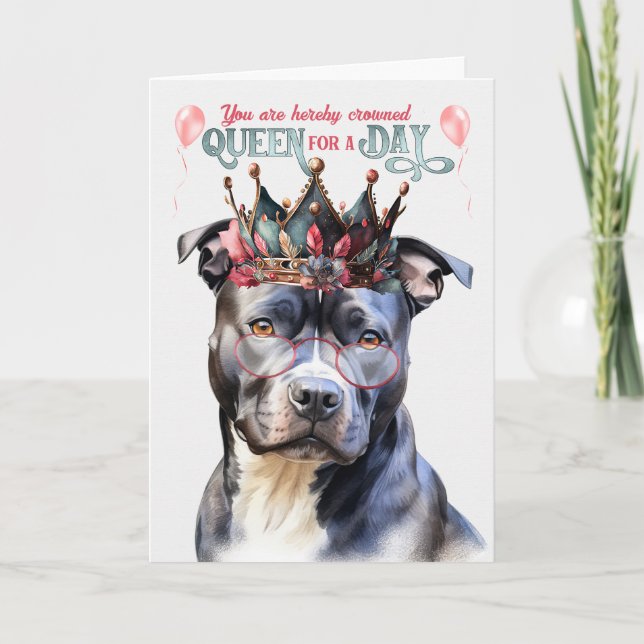 Carte Grey Pit Dog Queen pour une journée Anniversaire a (Devant)