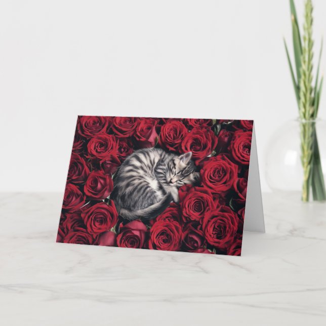Carte Grey Tabby et Rose (Devant)