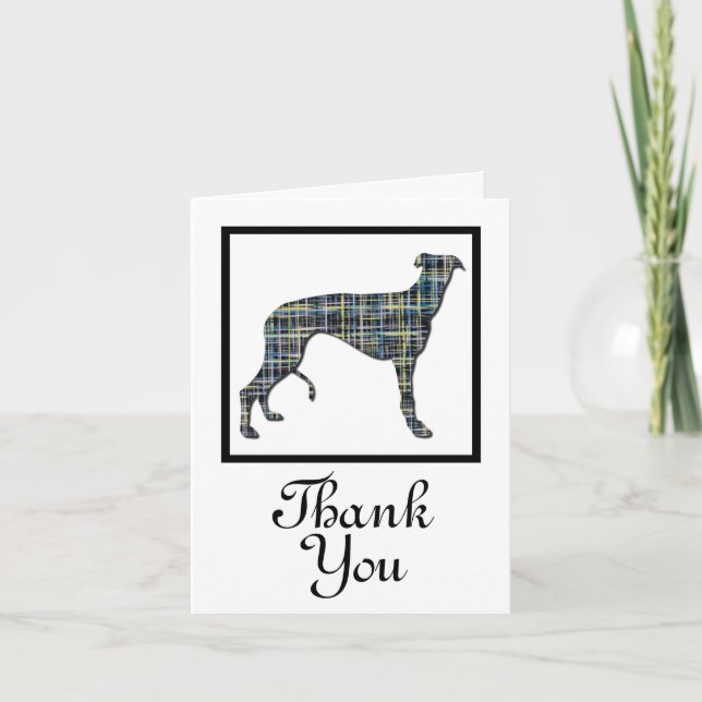 Carte Greyhound Chien Silhouette Merci blanc Salutation (Devant)