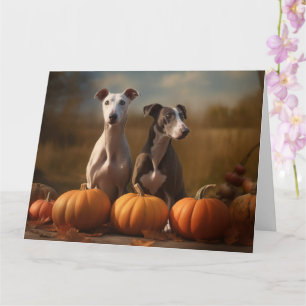 Carte Greyhound Chiot Automne Citrouille de plaisir