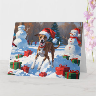 Carte Greyhound coule dans la neige avec le Casquette de