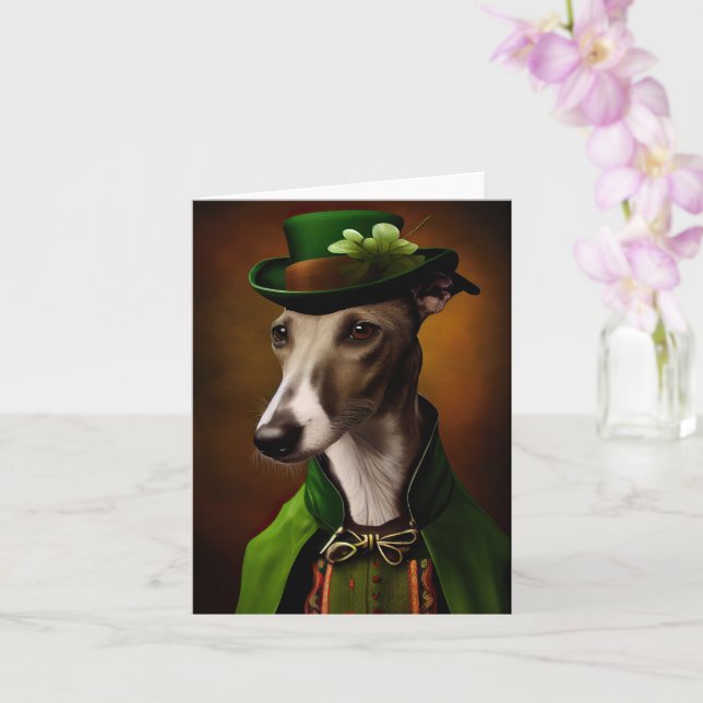 Carte Greyhound Dog en tenue de la Saint Patrick (Orchidée)