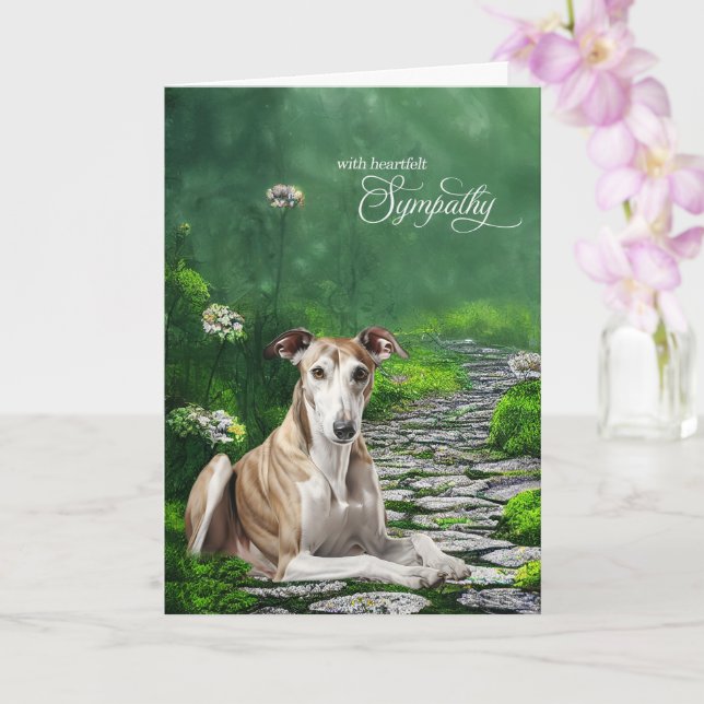 Carte Greyhound Dog Misty Garden Path Pet Sympathy (Orchidée)