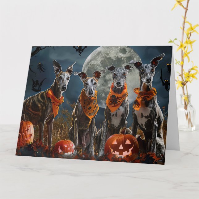 Carte Greyhound Halloween Éffrayant (Fleur jaune)