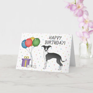 Carte Greyhound Italien Noir Et Blanc - Joyeux anniversa