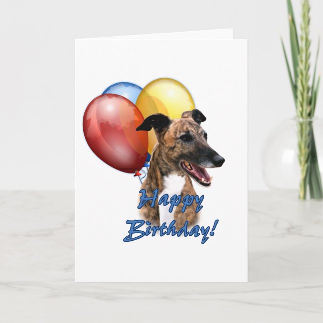 Carte Greyhound Joyeux Ballons d'Anniversaire. (Devant)