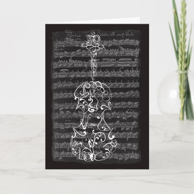 Carte Gribouillage de violon sur le manuscrit de Bach (Devant)