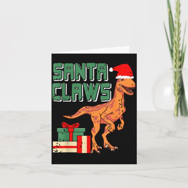 Carte Griffes de Noël Drôle de dinosaure Pun de Noël ave (Devant)