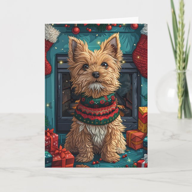 Carte Griffon à poil dur avec cadeaux de Noël (Devant)