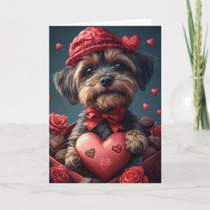 Carte Griffon à poil dur Cœurs Saint-Valentin