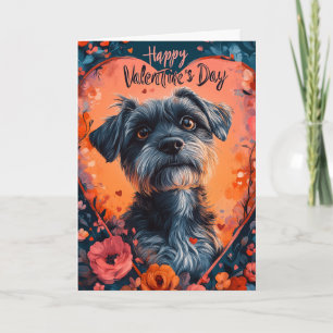 Carte Griffon à poil dur Cœurs Saint-Valentin