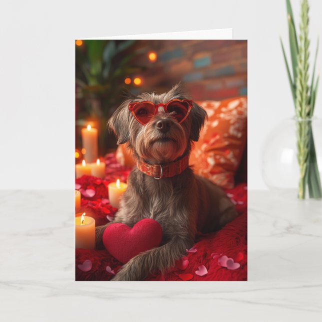Carte Griffon à poil dur Cœurs Saint-Valentin (Devant)