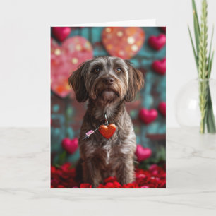 Carte Griffon à poil dur Cœurs Saint-Valentin