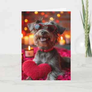 Carte Griffon à poil dur Cœurs Saint-Valentin
