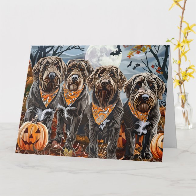 Carte Griffon à poil dur Halloween Épouvantable (Fleur jaune)
