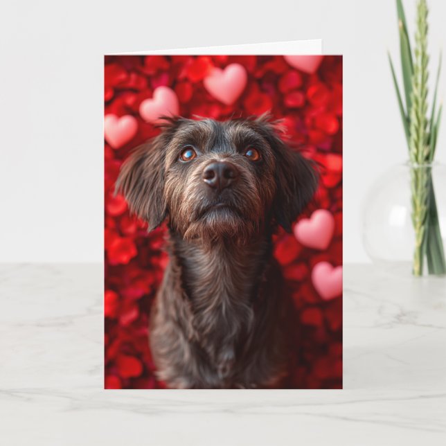 Carte Griffon à poil dur Hearts Saint-Valentin (Devant)