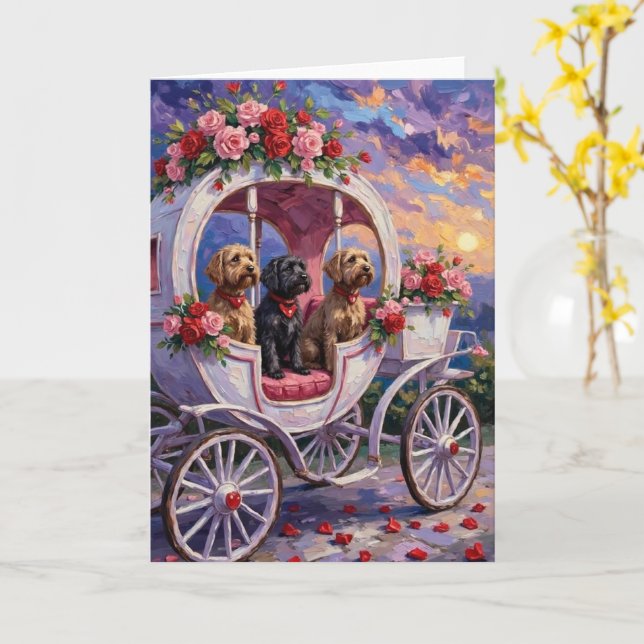 Carte Griffon à poil dur pour la Saint-Valentin (Fleur jaune)