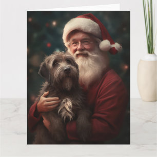Carte Griffon d'arrêt à poil dur Père Noël Noël