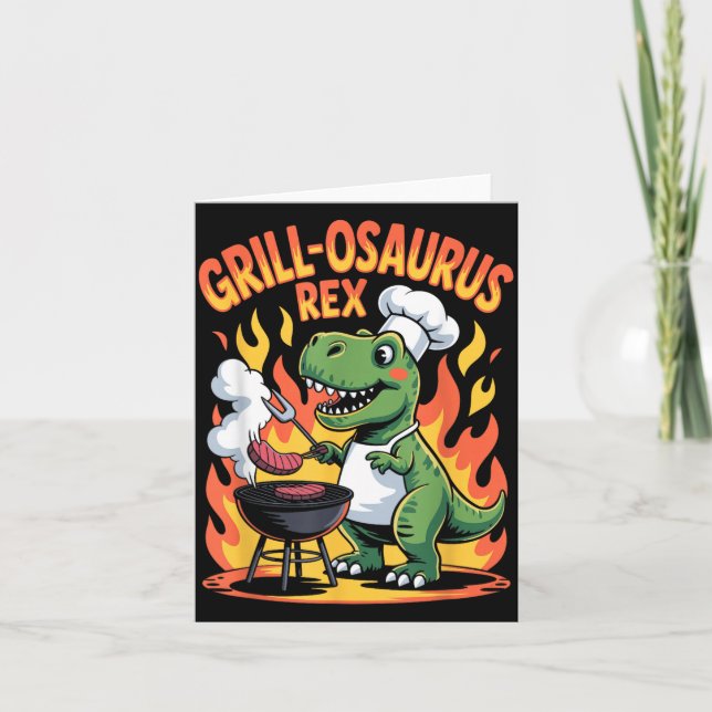 Carte Grill-osaurus drôle design dinosaure BBQ 1 (Devant)