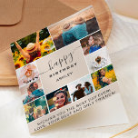 Carte Grille de collage photo d'anniversaire moderne bei<br><div class="desc">Moderne simple anniversaire pierre beige 10 photo collage grille avec sable éditable couleurs et typographie moderne.</div>
