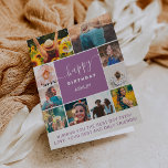 Carte Grille de collage photo d'anniversaire moderne vio<br><div class="desc">Moderne simple anniversaire violet 10 photo collage grille avec des couleurs éditables et la typographie moderne.</div>