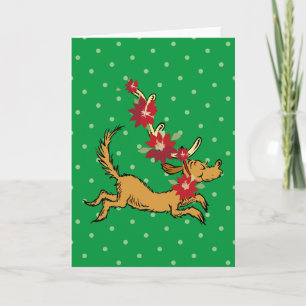 Carte Grinch Max Pointsettia de Noël