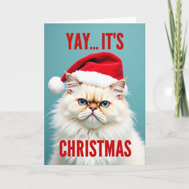 Carte Grincheux Chat de Noël Père Noël (Devant)
