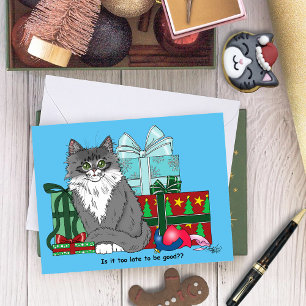 Carte Gris blanc Noël Kitten