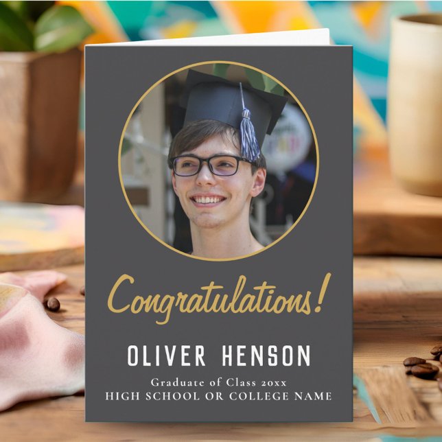 Carte Gris Félicitations aux diplômés de la photo (Créateur téléchargé)