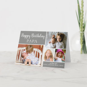 Carte Gris Joyeux Anniversaire PAPA Photo Collage Card