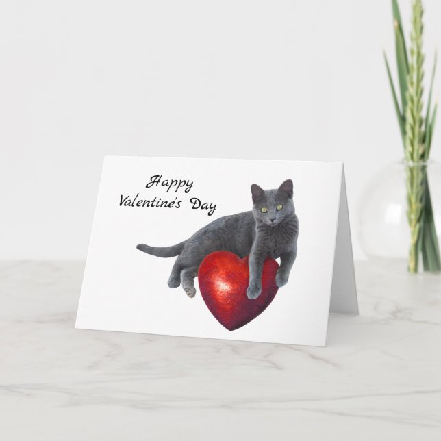 Carte grise de Saint-Valentin de coeur de chat (Devant)