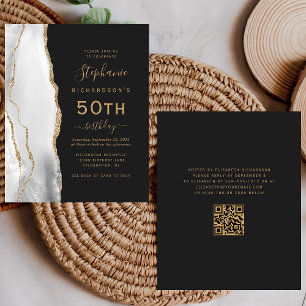 Carte grise dorée Agate Code QR 50e Anniversaire